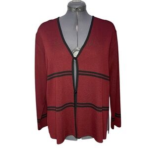 Exclusively Misook Button Front Cardigan Sweater Jacket Size 1X Plus Burgundy
